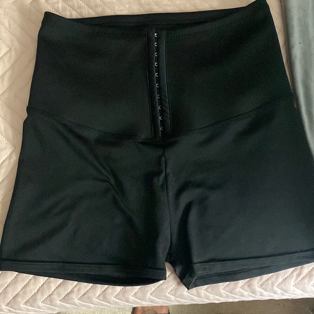 Sauna sweat shorts. Workout shorts. Exercise shorts.